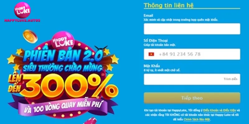 Chi tiết thao tác đăng ký Happyluke
