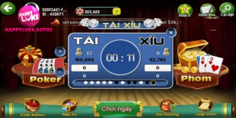 Tài xỉu Happyluke là tựa game cá cược mang đến nhiều phần thưởng lớn